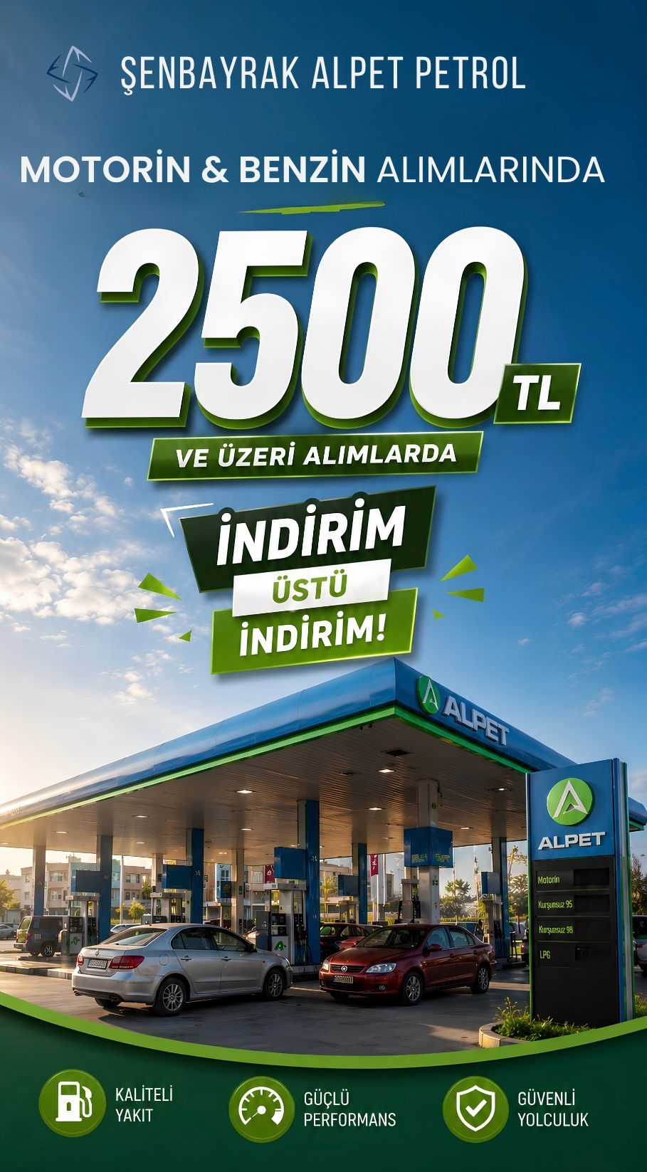 2500 TL ve Üzeri Akaryakıt Alımlarında İdirim Üstüne İndirim!